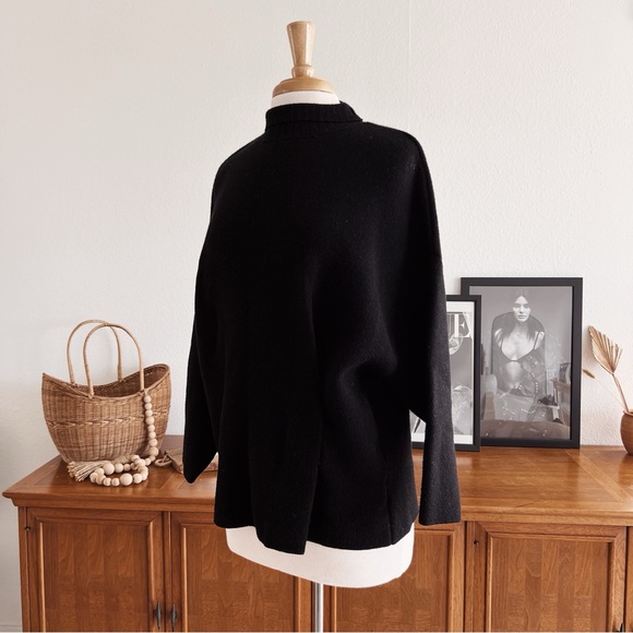 BLACK DROP SLEEVE STRUCTURED ZARA SWEATER TOP #0328 - Picture 2 of 8